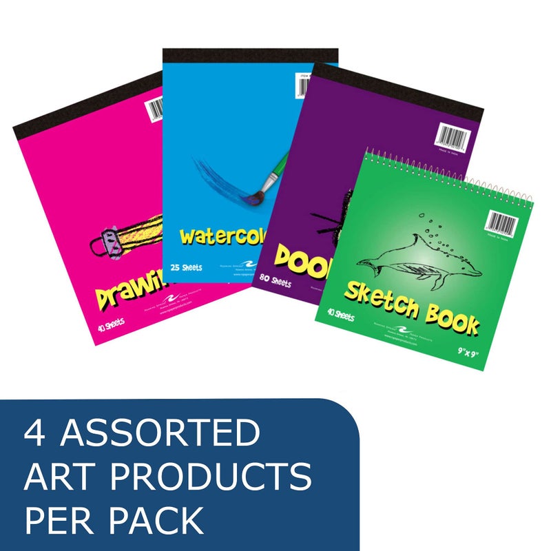 Roaring Spring Kid's Art Variety Pack, One Each - Doodle Pad, Drawing Pad, Sketch Book & Watercolor Pad, 4 Art Pads - Image 5